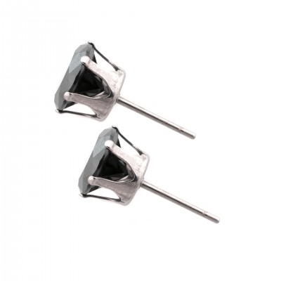 Κουμπωτά σκουλαρίκια με μαύρη στρογγυλή Zircon πέτρα από Χειρουργικό Ατσάλι 