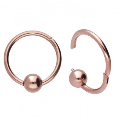Segment Ring Piercing Clicker - Ροζ χρυσό κρικάκι μεντεσέ με μπίλια από Χειρουργικό Ατσάλι