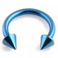 Piercing "πέταλο" με δύο κώνους σε μπλε χρώμα από Χειρουργικό Ατσάλι