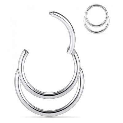 Segment Ring Piercing Clicker - Ασημί διπλό κρικάκι μεντεσέ από Χειρουργικό Ατσάλι