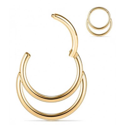 Segment Ring Piercing Clicker - Χρυσό διπλό κρικάκι μεντεσέ από Χειρουργικό Ατσάλι