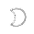 Clicker piercing κρικάκι μεντεσέ φεγγάρι με zircon πέτρες από χειρουργικό ατσάλι σε ασημί