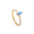 Clicker piercing κρικάκι μεντεσέ με μπλε opal πέτρα από χειρουργικό ατσάλι σε χρυσό