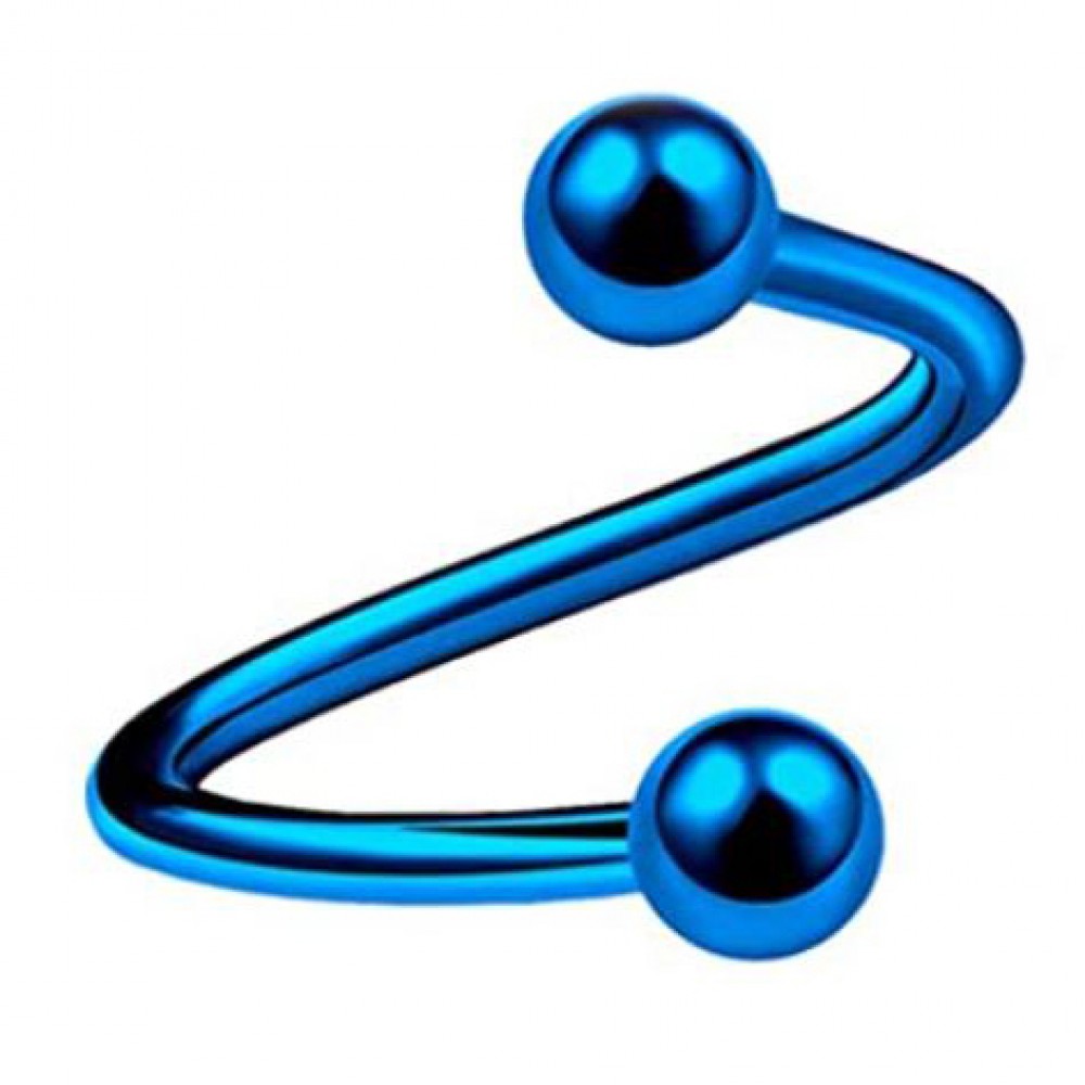 Piercing "spiral" με μπίλιες σε μπλε χρώμα από Χειρουργικό Ατσάλι