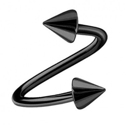 Piercing "spiral" με κώνους σε μαύρο χρώμα από Χειρουργικό Ατσάλι