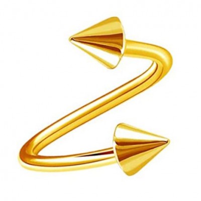 Piercing "spiral" με κώνους σε χρυσό χρώμα από Χειρουργικό Ατσάλι