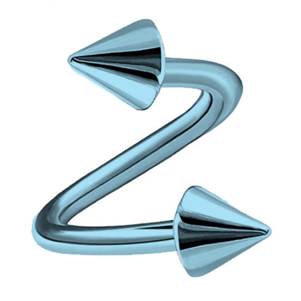 Piercing 1.6 mm "spiral" με δύο κώνους σε γαλάζιο χρώμα από Χειρουργικό Ατσάλι