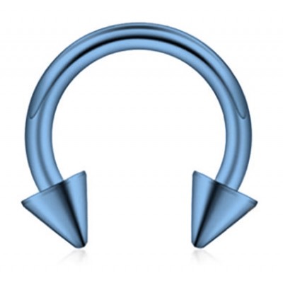 Piercing "πέταλο" με δύο κώνους σε γαλάζιο χρώμα από Χειρουργικό Ατσάλι