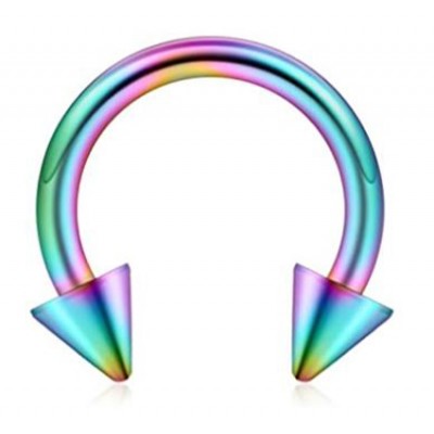 Piercing "πέταλο" με δύο κώνους σε rainbow χρώμα από Χειρουργικό Ατσάλι