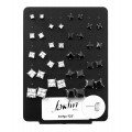 Επιπλατινωμένα τετράγωνα κουμπωτά σκουλαρίκια zircon με 4 γαντζάκια σε μαύρο χρώμα από Ασήμι 925 