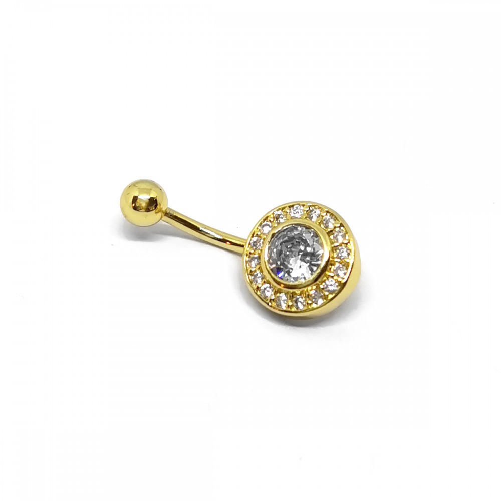 Σκουλαρίκι αφαλού με zircon σε χρυσό χρώμα από Χειρουργικό ατσάλι 