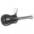 Μενταγιόν Κλασσική κιθάρα σε μαύρο - ασημί χρώμα από ανοξείδωτο ατσάλι