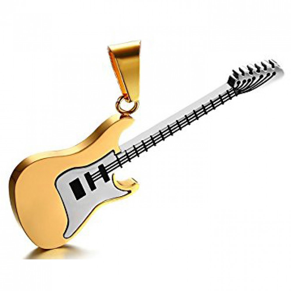 Μενταγιόν Ηλεκτρική κιθάρα σε κίτρινο χρυσό - ασημί χρώμα από ανοξείδωτο ατσάλι