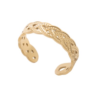 Ρυθμιζόμενο δαχτυλίδι Πλεξούδα σε χρυσό χρώμα από Ανοιξείδωτο Ατσάλι