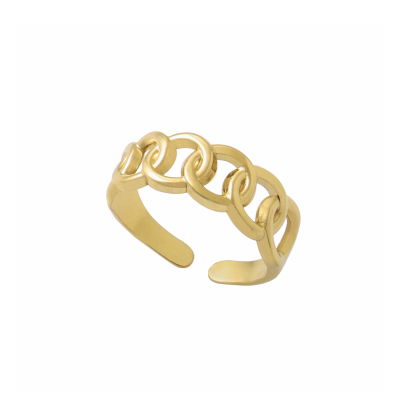 Ρυθμιζόμενο δαχτυλίδι Αλυσίδα σε χρυσό χρώμα από Ανοξείδωτο Ατσάλι 