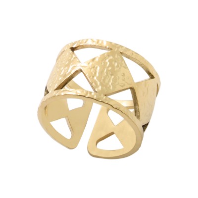 Φαρδύ ρυθμιζόμενο δαχτυλίδι σε χρυσό χρώμα από Ανοξείδωτο Ατσάλι 