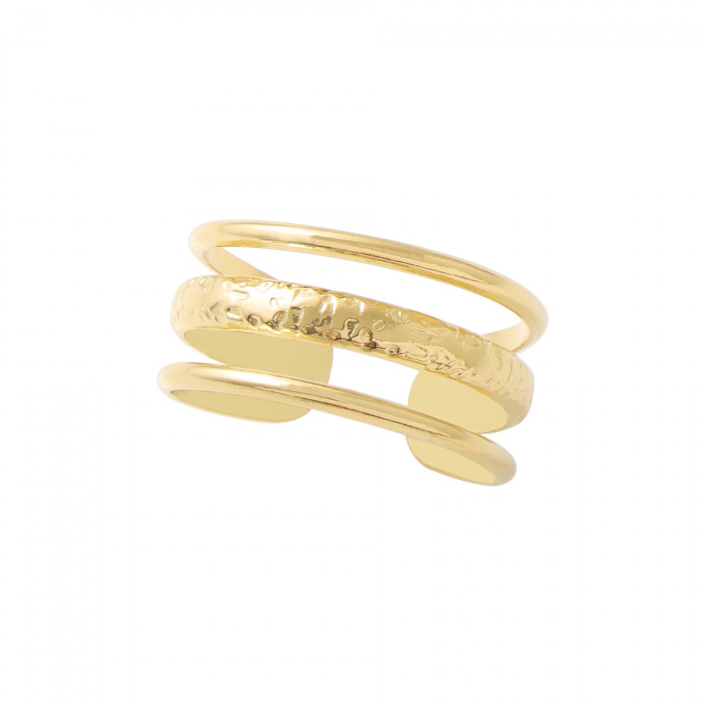 Τριπλό δαχτυλίδι σε χρυσό χρώμα από Ανοξείδωτο Ατσάλι