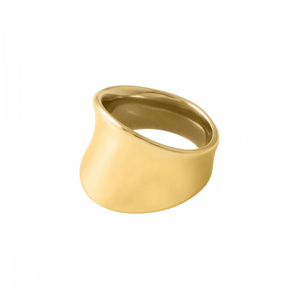 Μεγάλο δαχτυλίδι καμπύλη σε χρυσό χρώμα από Ανοξείδωτο ατσάλι