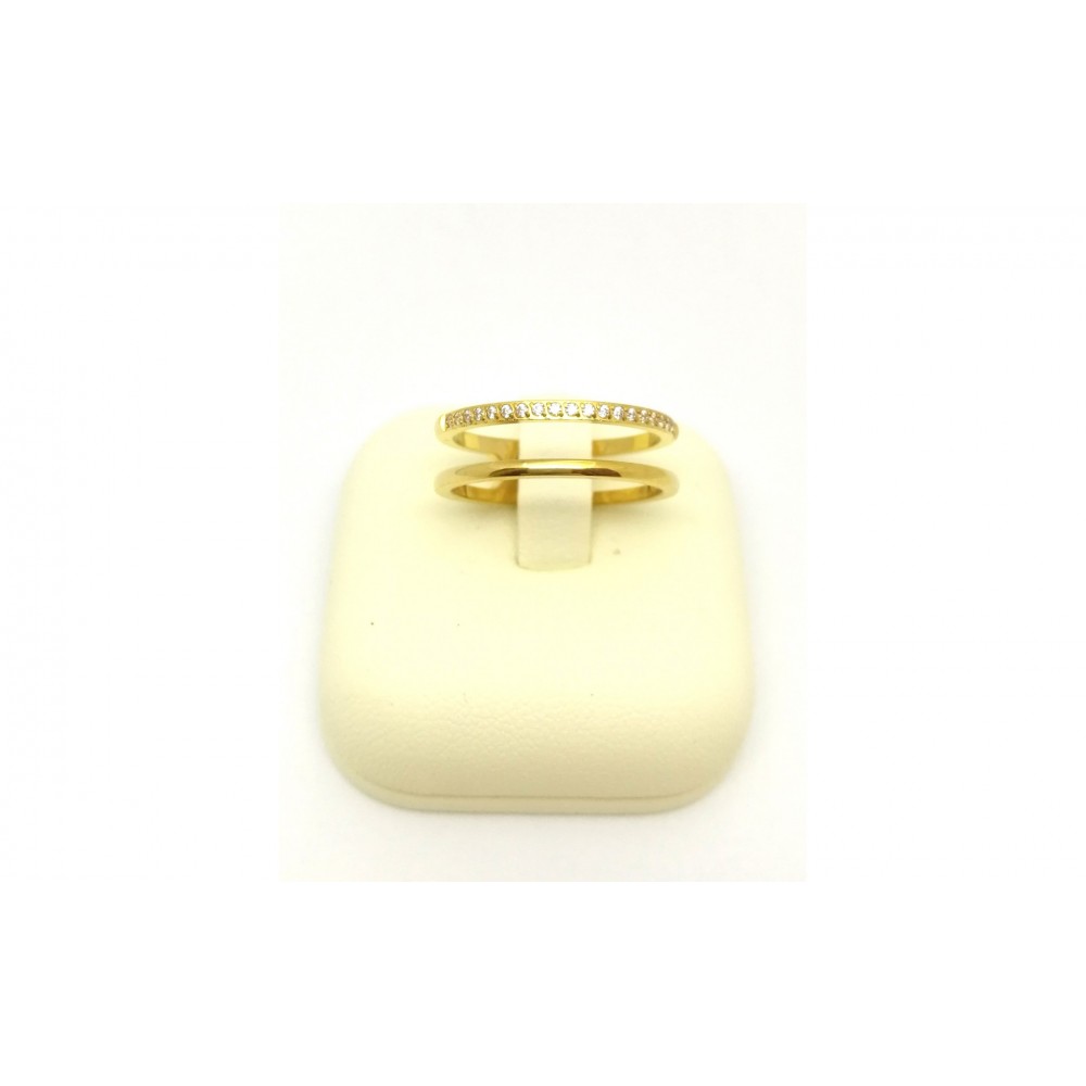 Δαχτυλίδι διπλό με άσπρα στρας σε χρυσό χρώμα από Ανοξείδωτο Ατσάλι