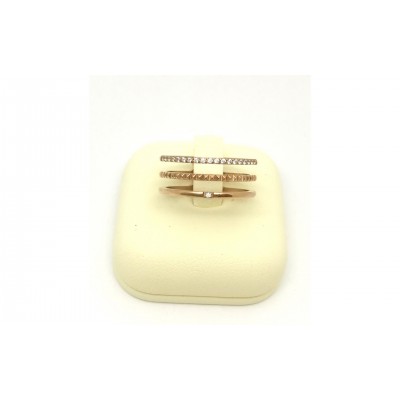 Δαχτυλίδι τριπλό με άσπρα στρας σε ροζ χρυσό χρώμα από Ανοξείδωτο Ατσάλι