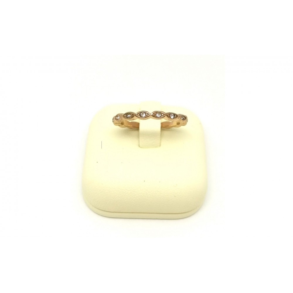 Δαχτυλίδι λεπτό με άσπρα στρας σε ροζ χρυσό χρώμα από Ανοξείδωτο Ατσάλι