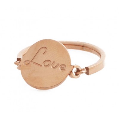 Δαχτυλίδι με ταυτότητα "Love" σε ροζ χρυσό χρώμα από Ανοξείδωτο Ατσάλι