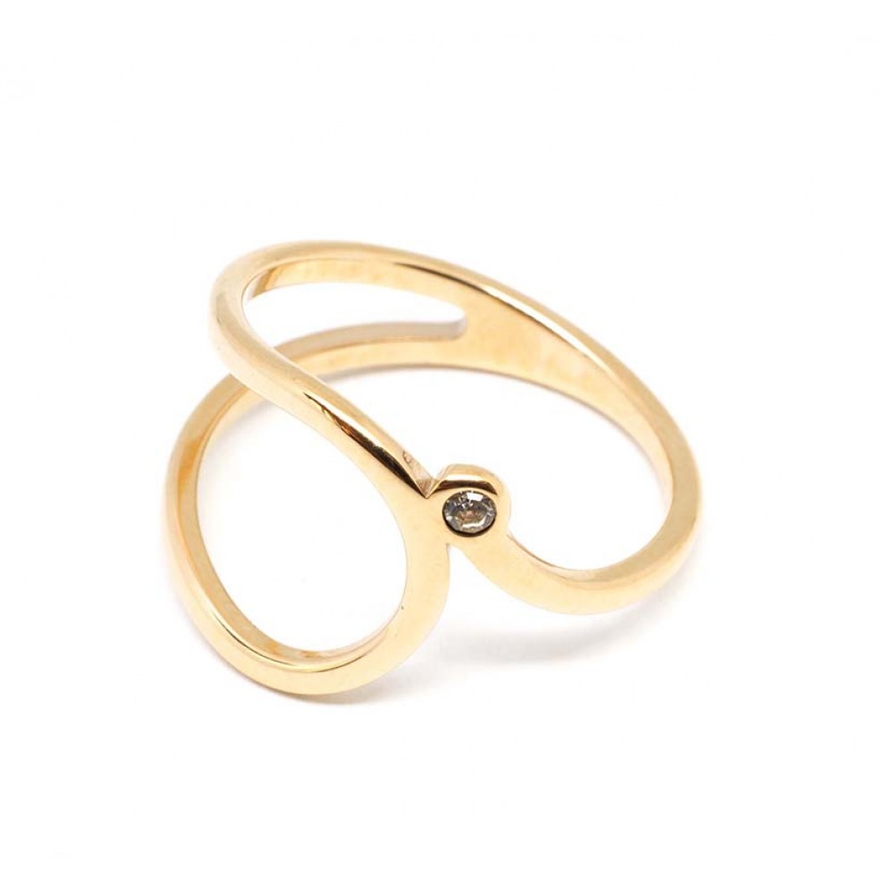 Μονόπετρο δαχτυλίδι με λευκό στρας σε χρυσό χρώμα από Ανοξείδωτο Ατσάλι