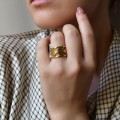 Φαρδύ ρυθμιζόμενο δαχτυλίδι σε χρυσό χρώμα από Ανοξείδωτο Ατσάλι 