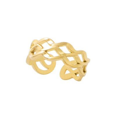 Δαχτυλίδι πλέγμα σε χρυσό χρώμα από Ανοξείδωτο Ατσάλι 