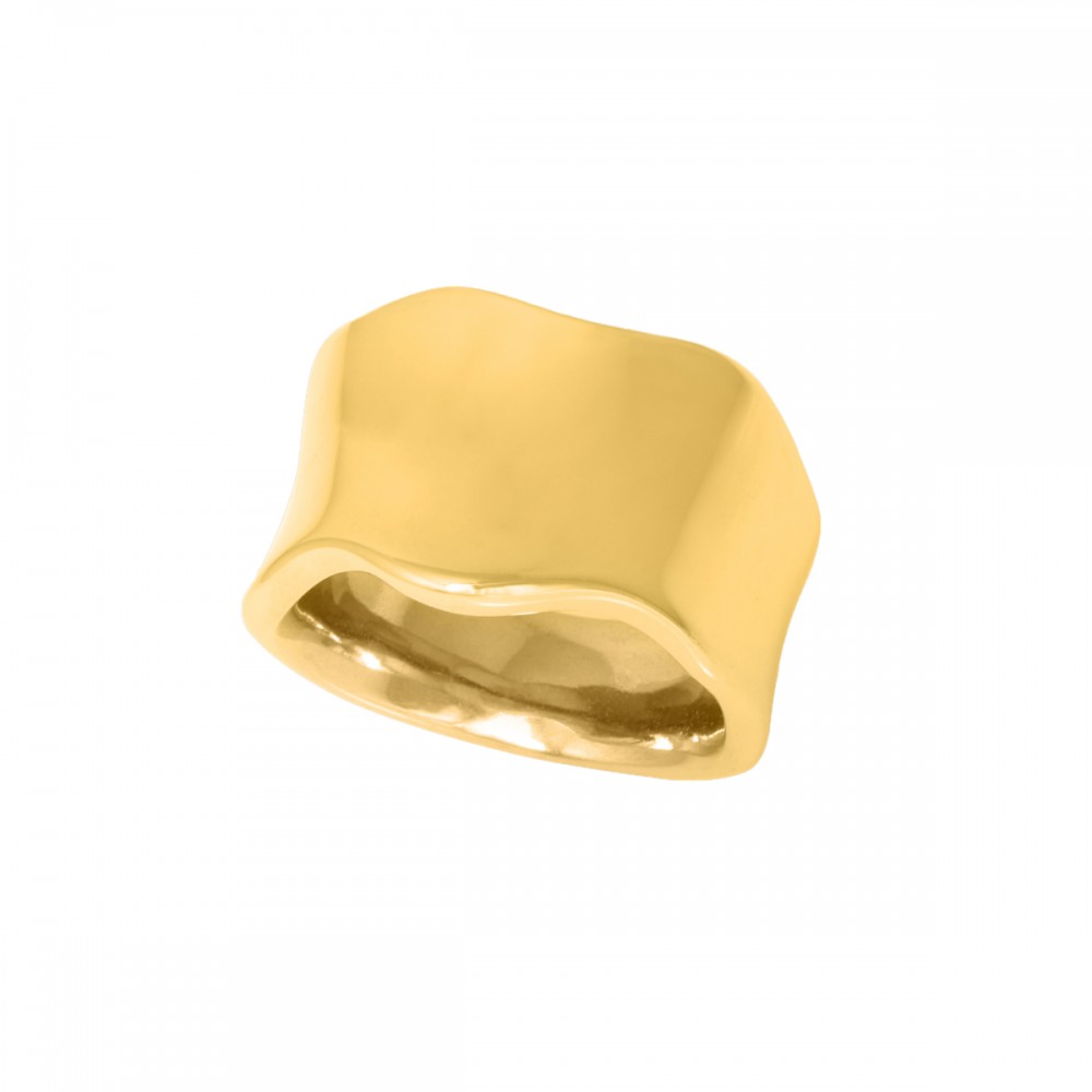 Δαχτυλίδι κυματιστό σε χρυσό χρώμα από Ανοξείδωτο ατσάλι