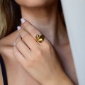 Δαχτυλίδι καμπύλη σε χρυσό χρώμα από Ανοξείδωτο ατσάλι