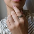 Δαχτυλίδι με φυλλαράκια σε ασημί χρώμα από Ανοξείδωτο Ατσάλι 