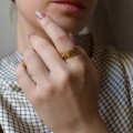 Δαχτυλίδι με φυλλαράκια σε χρυσό χρώμα από Ανοξείδωτο Ατσάλι 