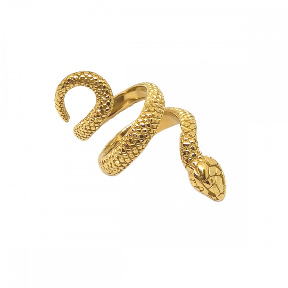 Δαχτυλίδι μεγάλο φίδι σε χρυσό χρώμα από Ανοξείδωτο ατσάλι 