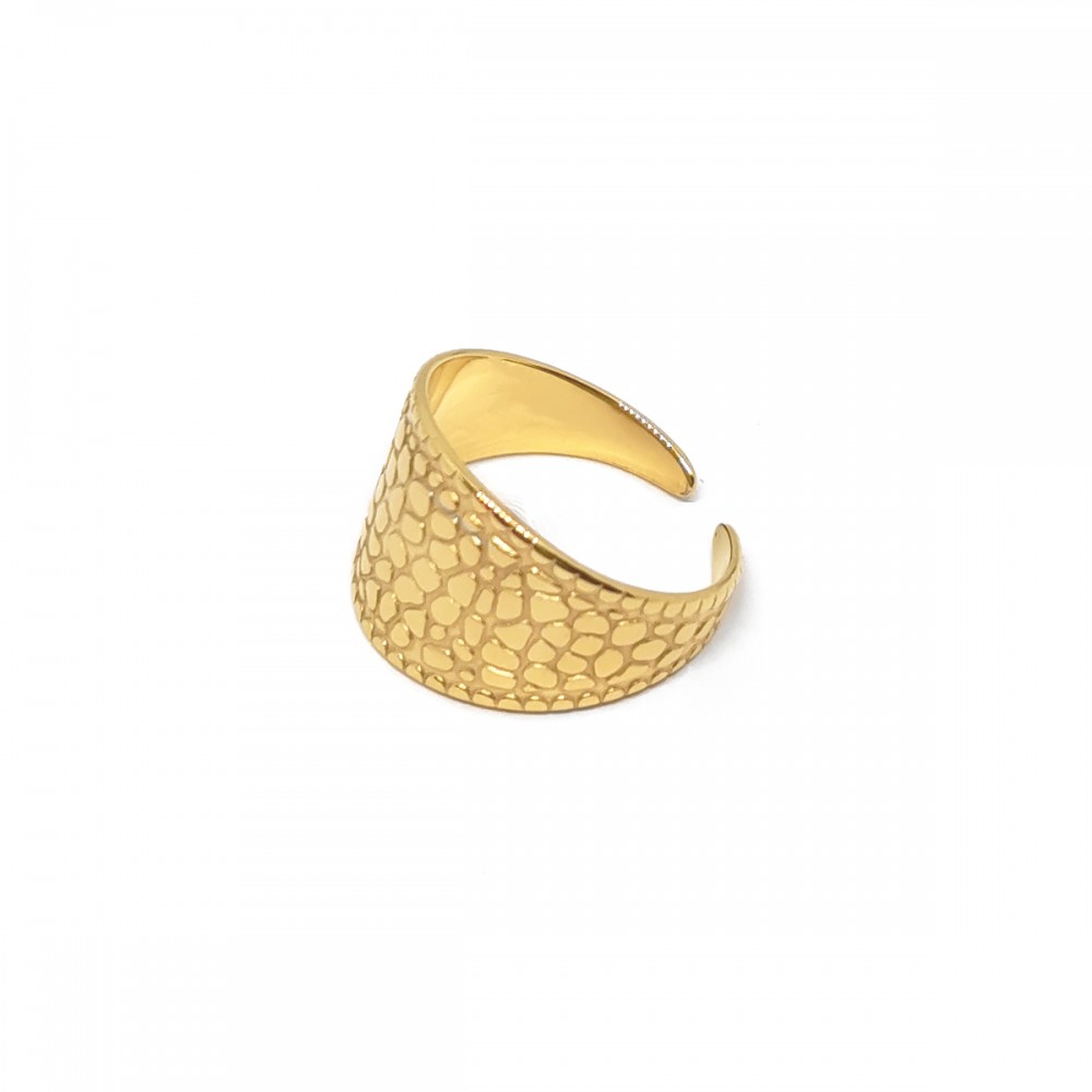 Ρυθμιζόμενο ανάγλυφο δαχτυλίδι σε χρυσό χρώμα