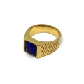 Δαχτυλίδι τετράγωνη μπλε πέτρα σε χρυσό χρώμα