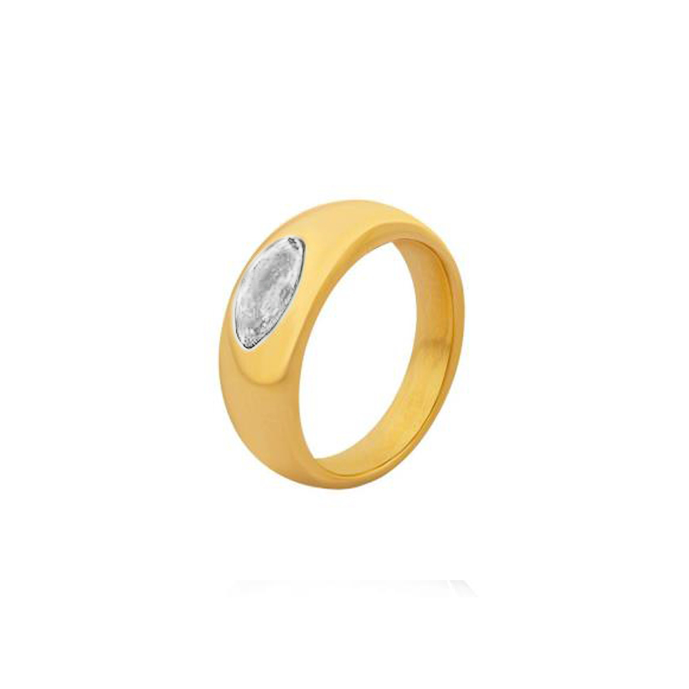 Μονόπετρο δαχτυλίδι με λευκο zircon σε χρυσό χρώμα